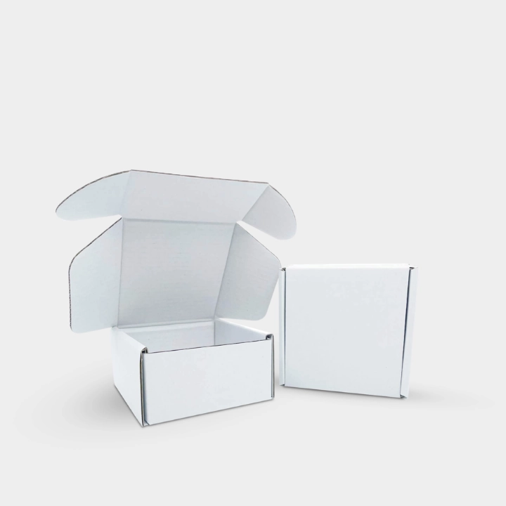 blank white shipping boxes